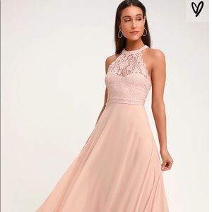 DANCE ALL EVENING BLUSH PINK LACE MAXI DRESS